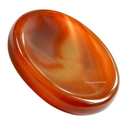 Amazing Gemstone Carnelian Worry Stone Crystals and Healing Stones - Stress Relief Gifts - Piedra Crystal Fidget for Meditation, Relaxation - Unique Stocking Stuffers and Birthday Gifts - color: Carnelian