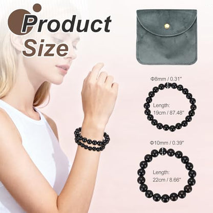 MECCANIXITY Pcs Prayer Beads Bracelet, Natural Wooden Bead Mala Bracelets Link Wrist for Men Women Beaded Stretch Crafts Bangle - color: Ebony Color