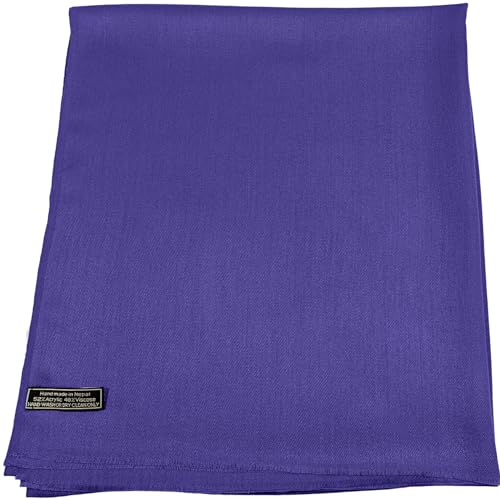 CJ Apparel Solid Color Fringe Design Fringe Shawl Scarf Wrap Stole Throw Head Wrap Pashmina Gift Hand Made in Nepal New - color: Federal Blue