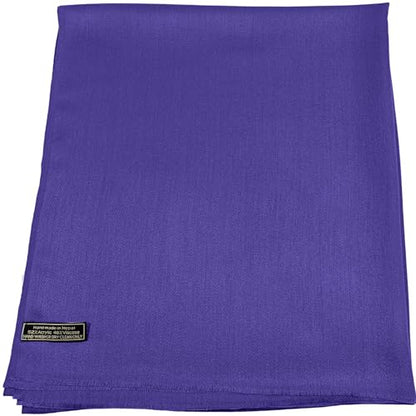 CJ Apparel Solid Color Fringe Design Fringe Shawl Scarf Wrap Stole Throw Head Wrap Pashmina Gift Hand Made in Nepal New - color: Federal Blue