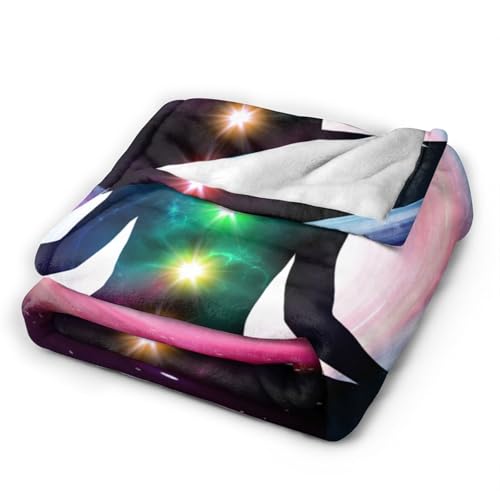 Space Meditation with Glowing Chakras Premium Flannel Blanket - Lightweight Throw for Bed & Sofa, Double-Sided Geometric Print60 X50 - size: 60"x50"