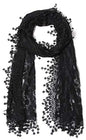 Cindy and Wendy Lightweight Soft Leaf Lace Fringes Scarf Bridal Veils shawl for Women - color: Black-1