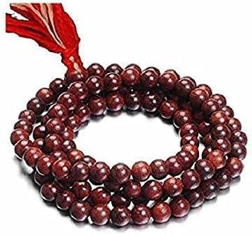 Rudraksh Mala, Natural Himalayan Genuine Original Rudraksha Rosary - style: Red Sandalwood Jaap mala 7-8MM