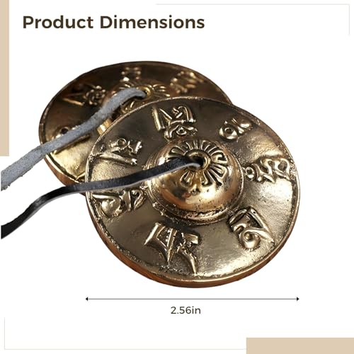 Generic Meditation Bell Chimes With Six Syllable Mantra, 2.6 Inches Copper Percussion Instrument, Tibetan Bells Gong Instrument, Case Included For Energy Healing And Yoga Therapy
