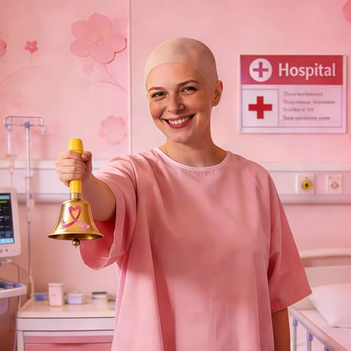 Ring the Bell Breast Cancer Survivor Gifts – End of Chemo Breast Cancer Bell Set|Includes waterproof shower cover for after breast surgery|A Gift After Breast Removal Surgery - color: Pink-Breast Cancer Theme Set