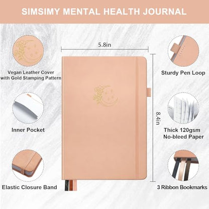 Mental Health Journal, 91-Day Self Care Journal for Women Men, Guided Anxiety & Stress Relief Journal with Mood Tracker, Cognitive Behavioral Therapy Journaling with Mental Health Coloring Pages & Dream Log - color: Pink