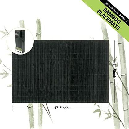 Set of 8 Pcs Bamboo Placemats Sushi Rolling Mat Japanese Style Natural Anti-Slip Bamboo Placemats Washable Heat-Resistant Table Mats for Dining Room and Kitchen（Black） - color: 4black, size: Set of 8