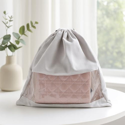 Drawstring Storage Bag, Dust Protection Fabric Organizer, Lightweight Moisture-Resistant Closet Storage Sack (Grey)
