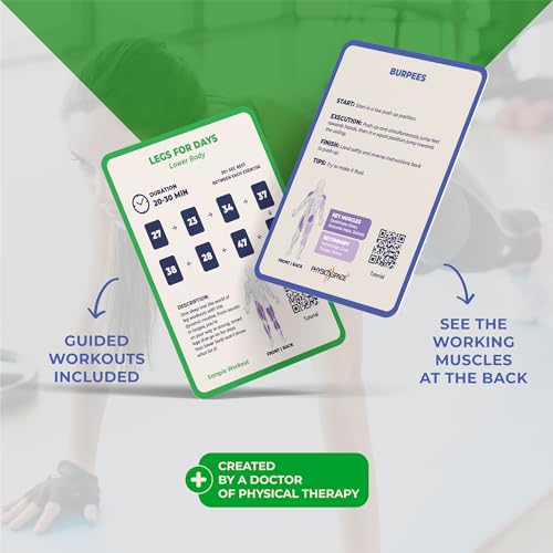 100 Bodyweight Exercise Cards – Illustrated Home Workout Flash Card Deck Designed by a Physical Therapist for Strength Training with No Equipment for Men and Women