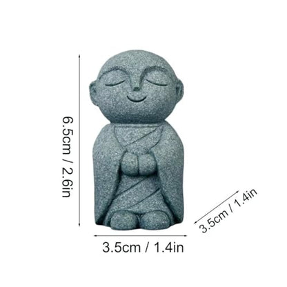 Mini Monk Buddha Statue Sandstone Statues Zen Monk Praying Statue Sculptures for Wealth Good Luck Feng Shui Decor Home Fish Tank Aquarium Garden (Style 10) - style: Style 10