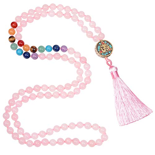 Hand Knotted 108 Mala Beads Tassel Necklace for Unisex, Prayer Beads Yoga Bracelet for Self-Discovery Meditation