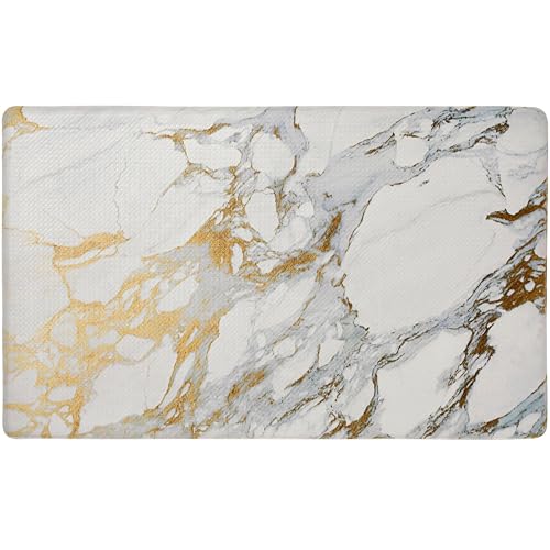 SoHome Cozy Living Anti Fatigue Mat Kitchen Mat Non Slip Stain Resistant Easy Clean 1/2 Inch Thick Kitchen Floor Mats, Marble Gold 17.5" x 30" - color: Gold, size: 30"L x 17.5"W x 0.5"Th