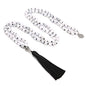 108 Mala Beads Necklace Semi-Precious Gem Stones Meditation Necklace 108 Hand Knotted Japa Mala Beaded Tassel Necklace with Tree of Life Pendant - color: Natural White Howlite（Black Tassel）