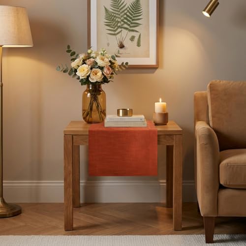 Luxe Shine™ by D'Moksha Rust Table Runner 36 Inches, Elegant Silk Table Runner, Machine Washable, 14 x 36 Inch for Dresser, Coffee Table- Summer, Father's Day - color: Rust, size: 14 X 36 Inch