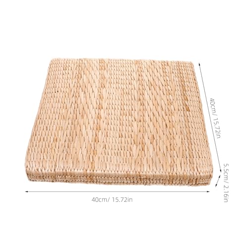 VICASKY Japanese Style Floor Cushion, Square 40x40cm Straw Woven Meditation Mat, 6cm Thick Braided Sitting Pad for Yoga, Zen, and Buddhist Practice
