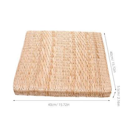 VICASKY Japanese Style Floor Cushion, Square 40x40cm Straw Woven Meditation Mat, 6cm Thick Braided Sitting Pad for Yoga, Zen, and Buddhist Practice