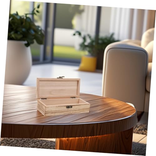 Mobestech 2pcs Unfinished Wooden Keepsake Box Hinged Lid Rectangular Storage Organizer for Crafts Jewelry and Home Decor Versatile and Elegant Design for Projects