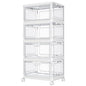 Kmiectse Clear Storage Bins with Lids - 4 Tier Plastic Bins with Wheels, Stackable Storage Bin, Closet Organizers Box for Bedroom, Living Room, 23 QT Folding Box with Magnetic door - size: 23QT-4Pack&1Lid
