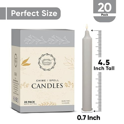 Raajsee Unscented Mini Taper Candles Pack of 20, White | 5 Inches (H) Dinner Candle Sticks| Smokeless, and Dripless| Paraffin Wax with Cotton Wicks | Long Burning Time - color: White, size: 5 Inch - Pack of 20