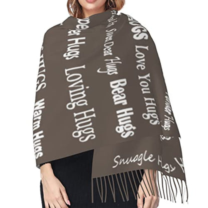 Hugs Shawl Gift For Friends And Family With Inspirational Messages Pashmina Positive Energy,Compassion,Serenity Wraps - color: Oqo03