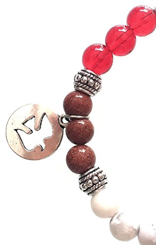 OMA 7 Chakra Semi Precious Stones Tibetan Buddhist Meditation and Healing Bracelet With Charm Brand - style: Dove