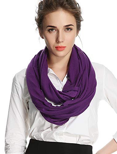 corciova Black Soft Girl Women Infinity Wrap Scarf Stretchy Jersey Knit Sleep Head Circle Scarf Continuous Loop Light Weight - color: 106 Purple