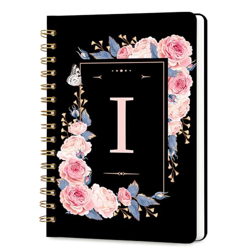 Lined Spiral Journal Notebook, A5 College Ruled Spiral Notebook for Women, Hardcover with Elegant Design for Work and Note-Taking, 5.5 * 8.25 inch, 160 Pages, Letter I - color: I