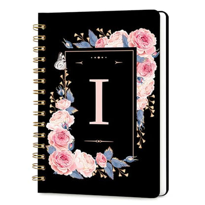 Lined Spiral Journal Notebook, A5 College Ruled Spiral Notebook for Women, Hardcover with Elegant Design for Work and Note-Taking, 5.5 * 8.25 inch, 160 Pages, Letter I - color: I