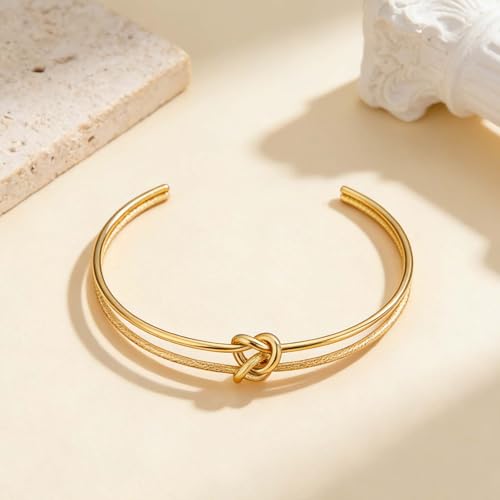 72ore Knot Bracelets for Women Gold Knot Bracelet Two Tone Knots Design Minimalist Wrist Jewelry for Daily Wear