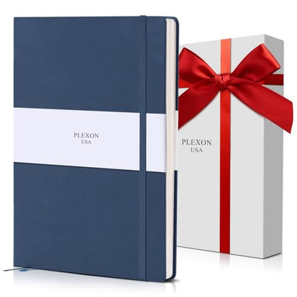Plexon Dotted Journal Notebook, Notebook Journal 160 Pages, Dotted Notebook Medium 5.7 inches x 8 inches, 120 GSM Thick Paper, Navy Blue, Hardcover - color: Blue, style: Dotted