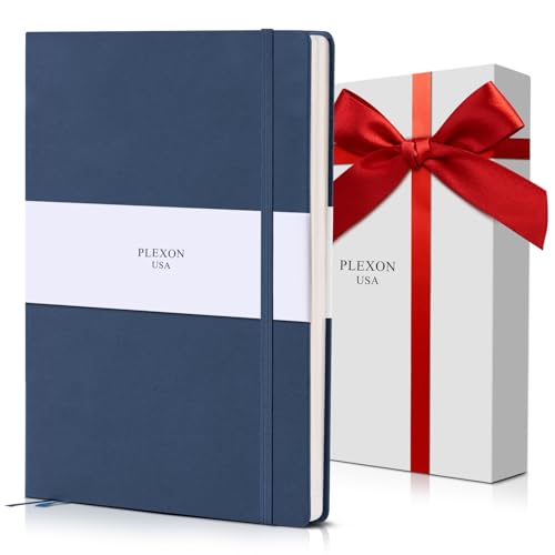 Plexon Dotted Journal Notebook, Notebook Journal 160 Pages, Dotted Notebook Medium 5.7 inches x 8 inches, 120 GSM Thick Paper, Navy Blue, Hardcover - color: Blue, style: Dotted