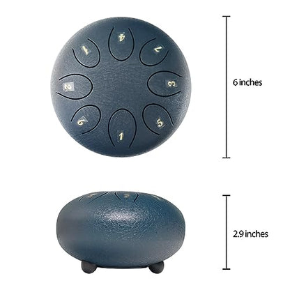 Steel Tongue Drum 6 Inch 8 Notes, Rain Drum Style Calming Percussion Instrument for Relaxation & Meditation, Musical Gift for Adults & Beginners(Navy) - color: Navy