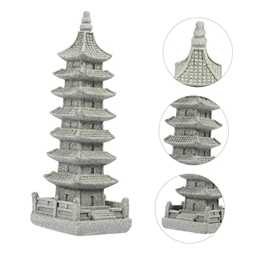 Toddmomy Zen Style Stone Pagoda Ornament for Garden Decoration Detailed Bonsai Craft Sculpture for Micro Landscape Rustic and Modern Home Accent Stone Adornment