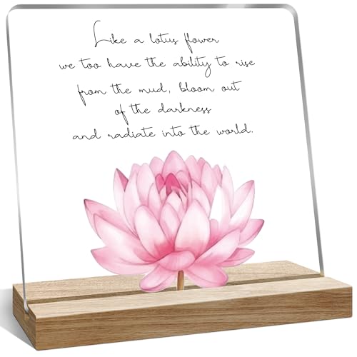 Motivational Gifts Lotus Sign, Inspirational Zen office Décor, Just Like the Lotus Desk Décor for Home Yoga Room - color: Yellow