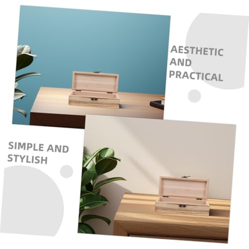 Mobestech 2pcs Unfinished Wooden Keepsake Box Hinged Lid Rectangular Storage Organizer for Crafts Jewelry and Home Decor Versatile and Elegant Design for Projects