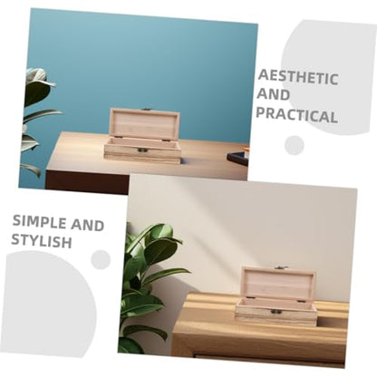 Mobestech 2pcs Unfinished Wooden Keepsake Box Hinged Lid Rectangular Storage Organizer for Crafts Jewelry and Home Decor Versatile and Elegant Design for Projects
