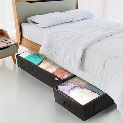 Closet Organizers and Storage - Maximize Space with Under Bed Storage Containers & Clothes Storage - Ideal Closet Organizer, Toy Storage Organizer & Underbed Storage (Black, 4 Pack)