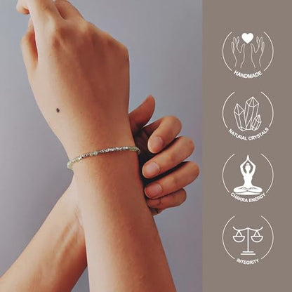 Natural Crystal Cut Bead Bracelet, 925 Silver Faceted Gemstone Jewelry for Women, Handmade Chakra Design Gift for Birthday Christmas Daily Wear