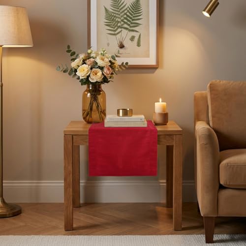 Luxe Shine™ by D'Moksha Tango Red Table Runner 36 Inches, Elegant Silk Table Runner, Machine Washable, 14 x 36 Inch for Dresser, Coffee Table- Summer, Father's Day - color: Tango Red, size: 14 X 36 Inch