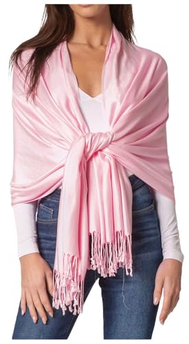 Sakkas 78" X 28" Rayon from Bamboo Soft Solid Pashmina Feel Shawl/Wrap/Stole - color: Baby Pink