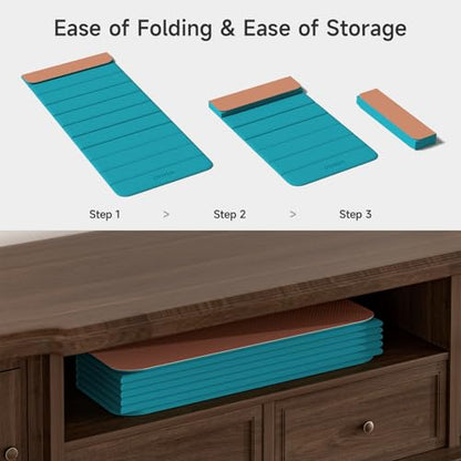 12-Fold POE Yoga Mat 75x26x0.4 Inches – Non-Slip, Compact & Workout-Friendly for Yoga, Pilates, Strength Training & Meditation - color: Acid Blue+Orange