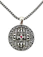 Handmade Sterling Silver plated lucky animals pendant necklace Good luck elephant/Lucky Fox/Good wealth Pixiu/Family Tree/Sun/Buddhism cross/Maitreya Buddha/Phoenix jewelry gifts for women men - color: Buddhism cross