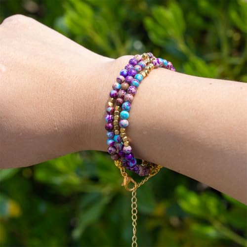 4mm Mini Beads Natural Stone Adjustable Bracelet For Women, Energy Charm Jewelry, Birthday Gift - color: Imperial Jasper