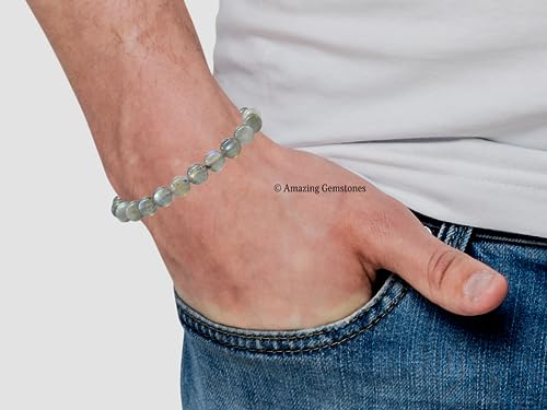 Amazing Gemstone Crystal Bracelet for Women Men's Gifts - Protection Healing Crystal Bracelet - 8mm Gemstone Beaded Stretchable Bracelet Pulseras Para Hombres Mujer Stocking Stuffers Mothers Day Gift (Labradorite) - color: Labradorite