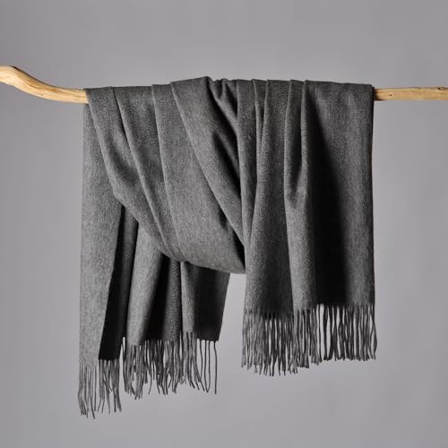 CUDDLE DREAMS Premium Cashmere Throw Blanket with Fringe, Luxuriously Soft (Gray) - color: Gray