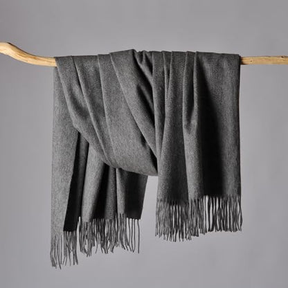 CUDDLE DREAMS Premium Cashmere Throw Blanket with Fringe, Luxuriously Soft (Gray) - color: Gray