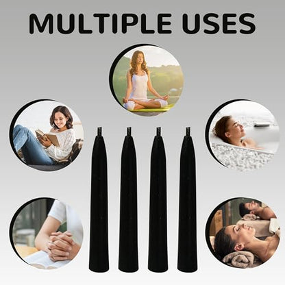 20 Min Black Meditation Candles – 30 Pack, Includes Mini Candle Holder & 12 Wax Dots, Slow Burn, Natural Unscented, for Halloween Yoga Prayer Mindfulness & Relaxation - color: Black, size: 30 Pack