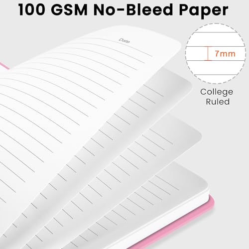 Lined Spiral Journal Notebook, A5 College Ruled Notebook for Journaling, Note-Taking, and Daily Planning, Durable Hardcover with an Elegant Design, Rose Pink - color: G.Rose Pink