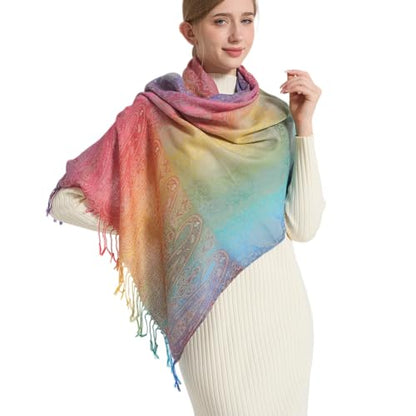 Rave Pashmina Scarf, Fashion Colorful Shawls and Wraps Soft Festival Scarves - color: A-gery
