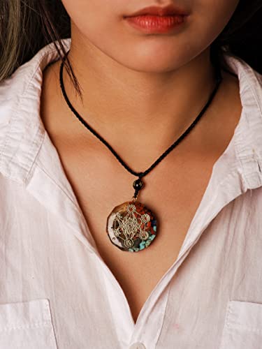 MINACHI Orgone Necklace, 7 Chakra Stone Orgonite Pendant for Spiritual Healing and Positive Energy Meditation - color: Metatron Cube
